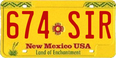 NM license plate 674SIR