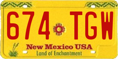 NM license plate 674TGW