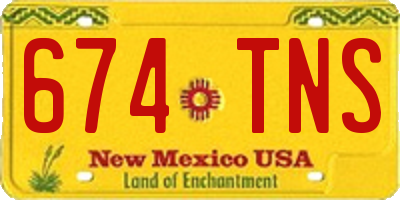 NM license plate 674TNS