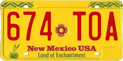 NM license plate 674TOA