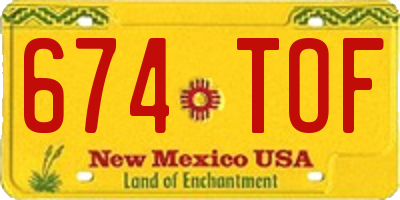 NM license plate 674TOF