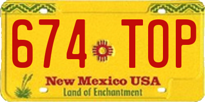 NM license plate 674TOP