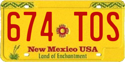 NM license plate 674TOS