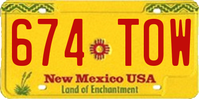 NM license plate 674TOW