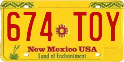 NM license plate 674TOY