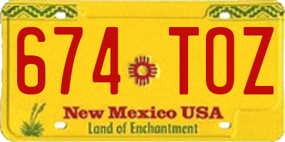 NM license plate 674TOZ