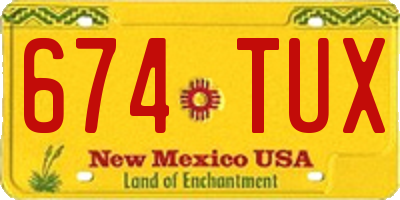 NM license plate 674TUX