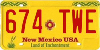 NM license plate 674TWE