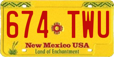 NM license plate 674TWU