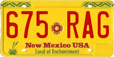 NM license plate 675RAG