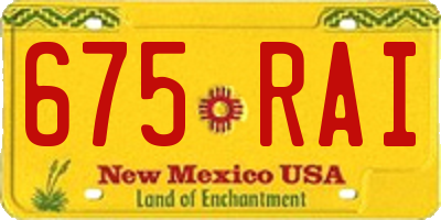 NM license plate 675RAI