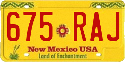 NM license plate 675RAJ