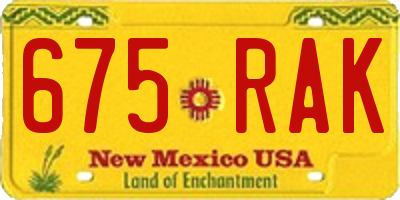 NM license plate 675RAK