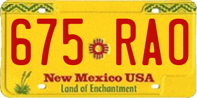 NM license plate 675RAO
