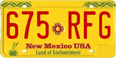 NM license plate 675RFG