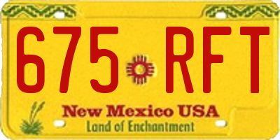 NM license plate 675RFT