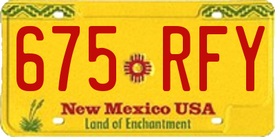 NM license plate 675RFY