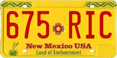 NM license plate 675RIC