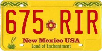 NM license plate 675RIR