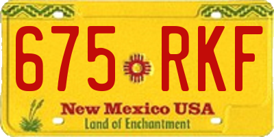 NM license plate 675RKF