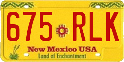 NM license plate 675RLK