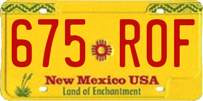 NM license plate 675ROF