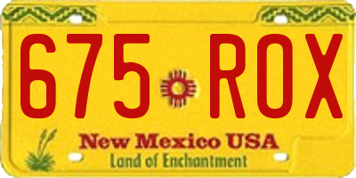 NM license plate 675ROX