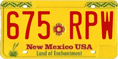 NM license plate 675RPW