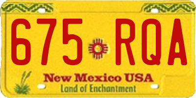 NM license plate 675RQA