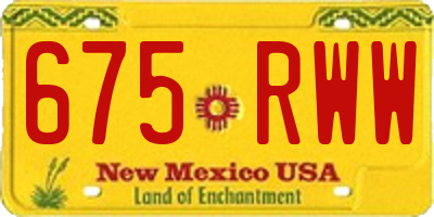 NM license plate 675RWW