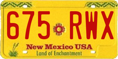NM license plate 675RWX