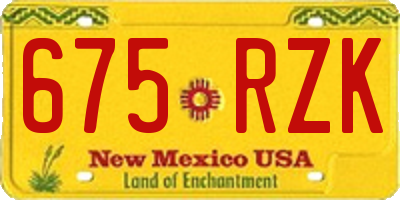 NM license plate 675RZK