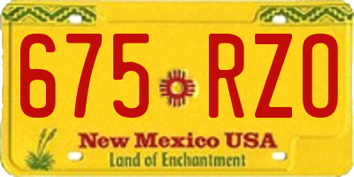 NM license plate 675RZO
