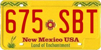 NM license plate 675SBT