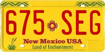 NM license plate 675SEG