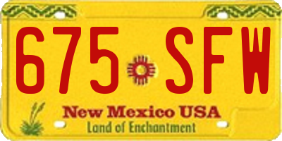 NM license plate 675SFW