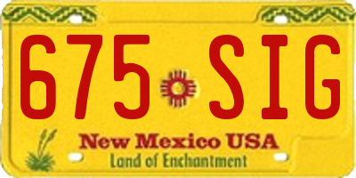 NM license plate 675SIG