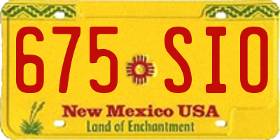 NM license plate 675SIO