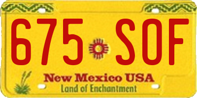 NM license plate 675SOF