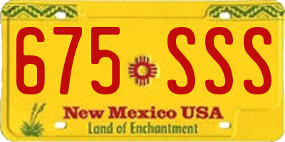 NM license plate 675SSS