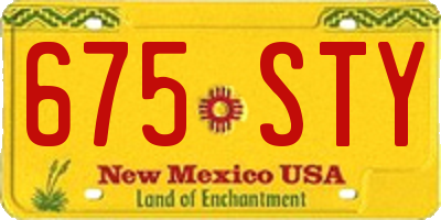 NM license plate 675STY