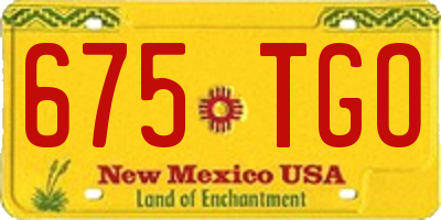 NM license plate 675TGO