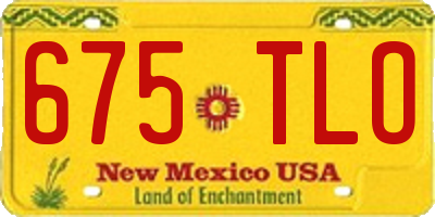 NM license plate 675TLO