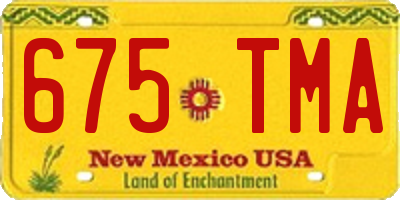 NM license plate 675TMA