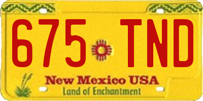NM license plate 675TND