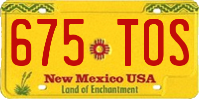 NM license plate 675TOS
