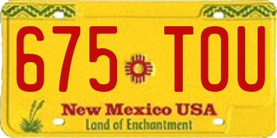 NM license plate 675TOU