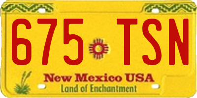 NM license plate 675TSN