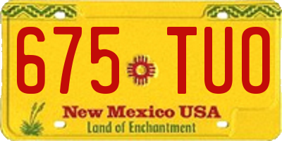 NM license plate 675TUO
