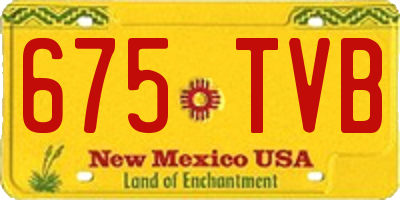 NM license plate 675TVB
